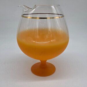 Mid-Century Orange Ombre Glass Pitcher With Gold Rim Blendo
